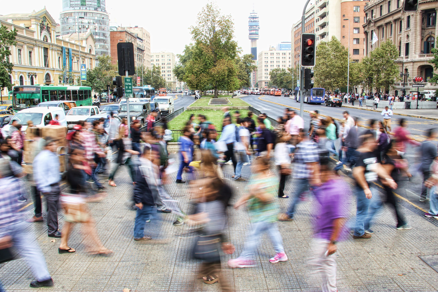 People on street crowd stress